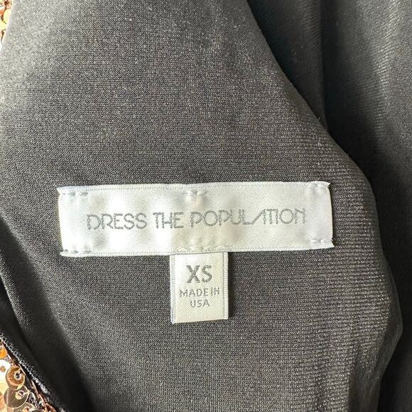 Dress the Population Lola Sequin Mini Low Back Long Sleeve Party Sexy Gold XS - Picture 5 of 8